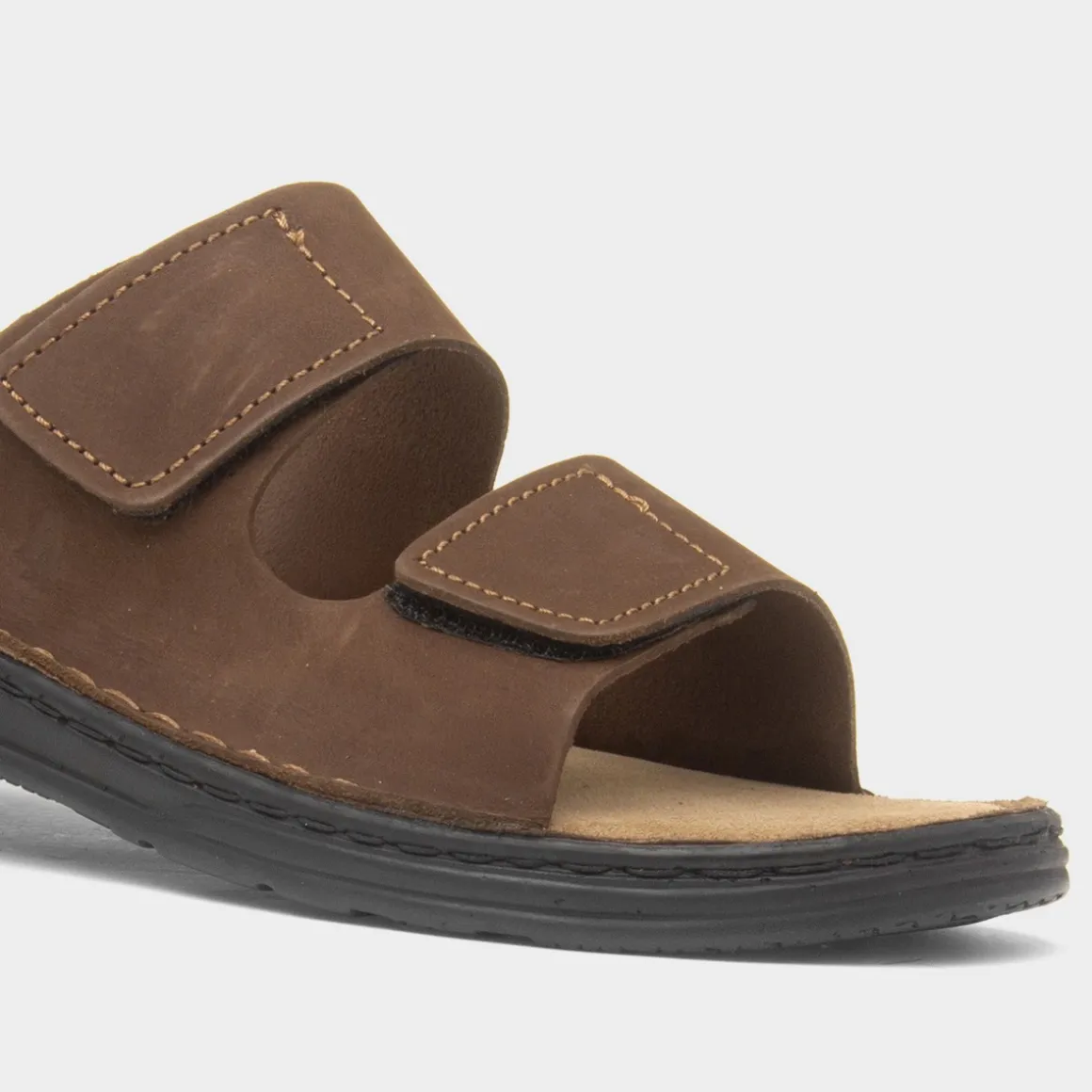 Hush Puppies Eugene Mens Brown Leather Mule Sandal
