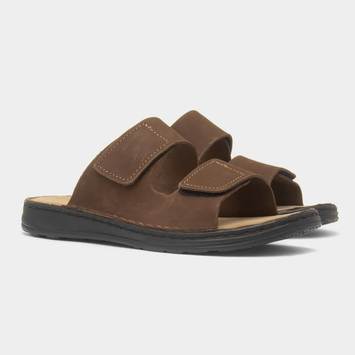 Hush Puppies Eugene Mens Brown Leather Mule Sandal