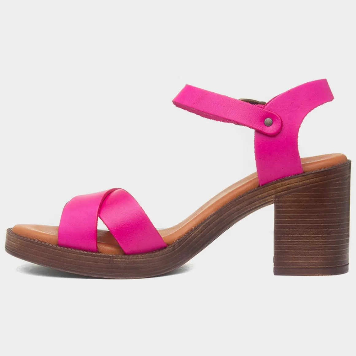 Hush Puppies Georgia Womens Pink Leather Heel