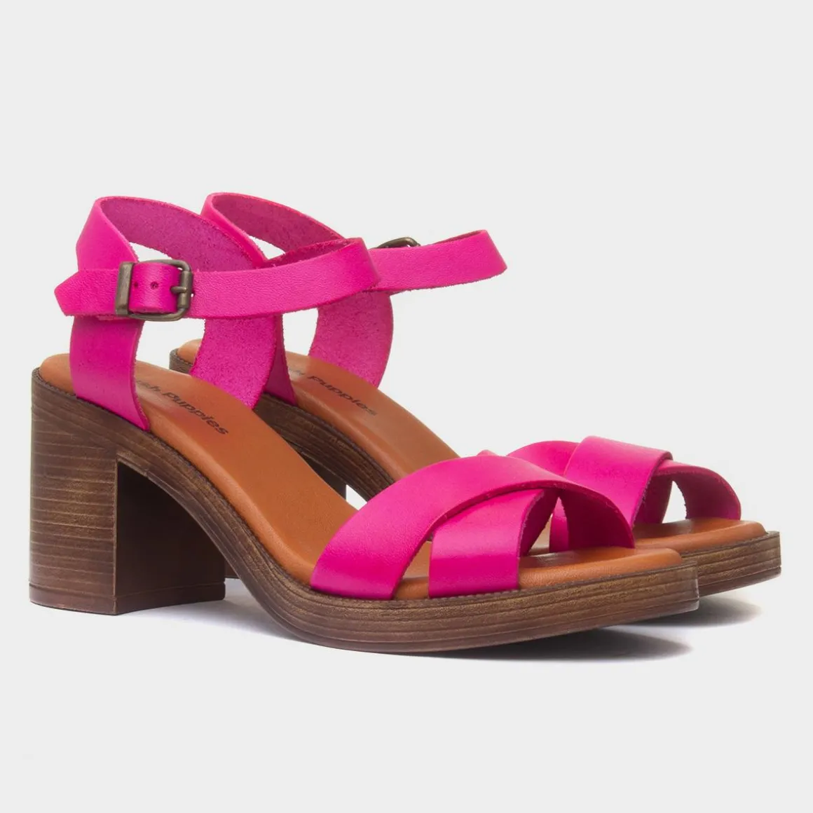 Hush Puppies Georgia Womens Pink Leather Heel