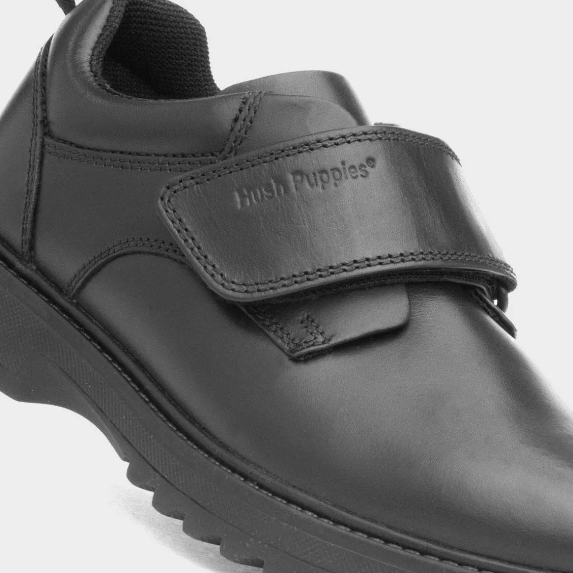 Hush Puppies Kansas Boys Black Leather Shoe