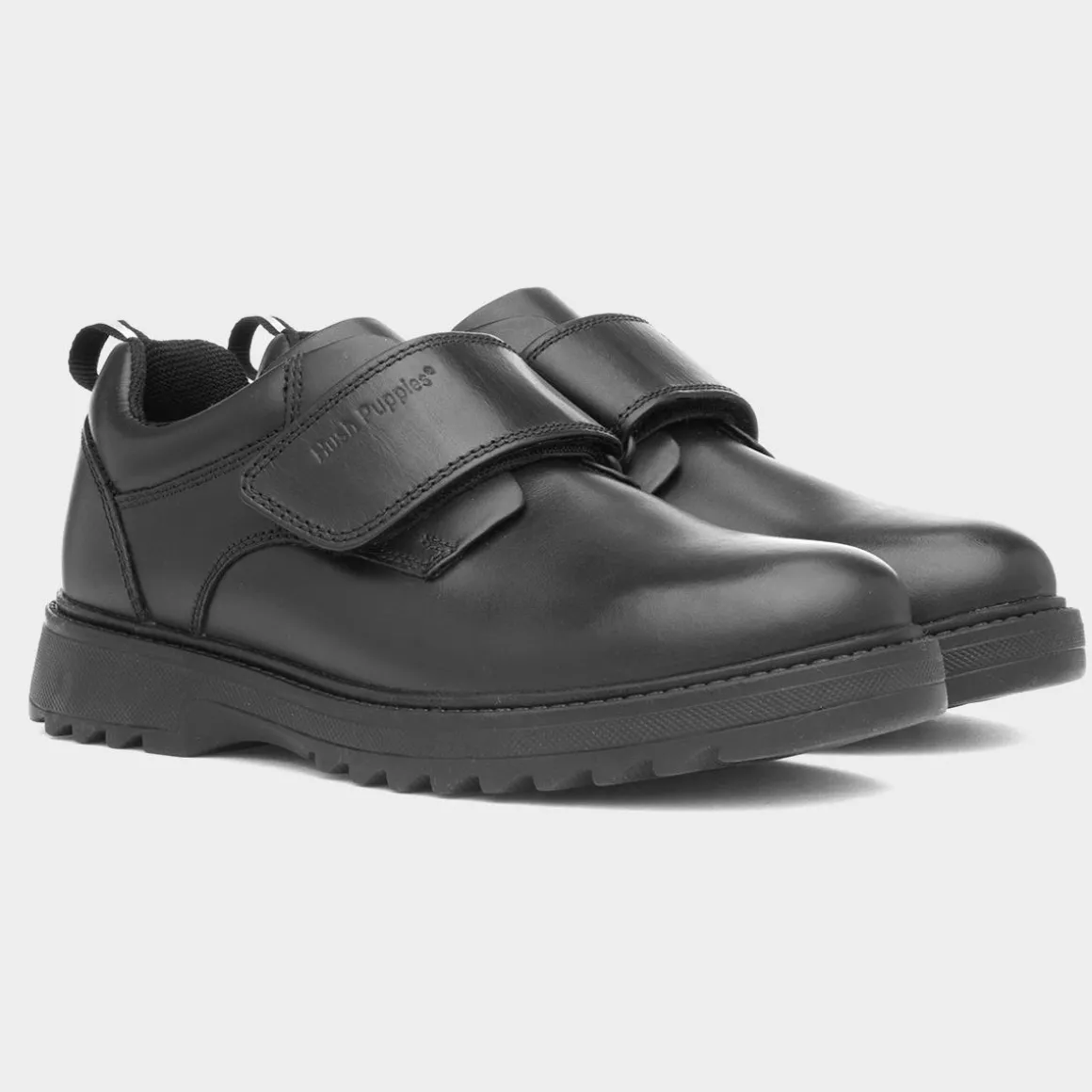 Hush Puppies Kansas Boys Black Leather Shoe