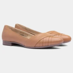 Hush Puppies Marley Womens Tan Leather Ballerina