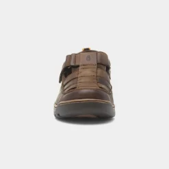 Hush Puppies Rucker Mens Brown Leather Sandal
