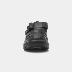 Hush Puppies Rucker Mens Black Leather Sandal