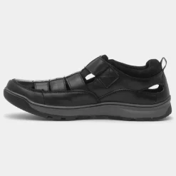 Hush Puppies Rucker Mens Black Leather Sandal