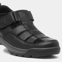 Hush Puppies Rucker Mens Black Leather Sandal