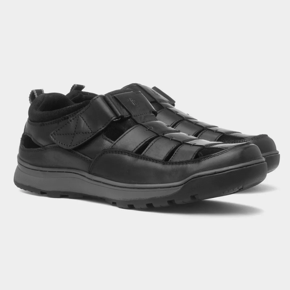 Hush Puppies Rucker Mens Black Leather Sandal