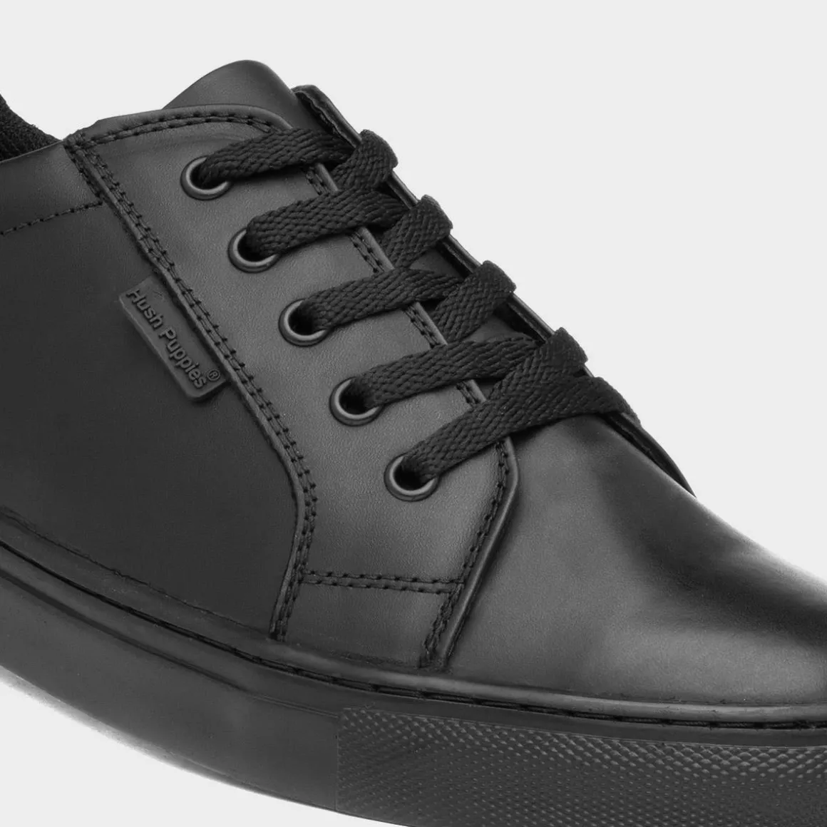 Hush Puppies Sam Boys' Black Leather Shoe