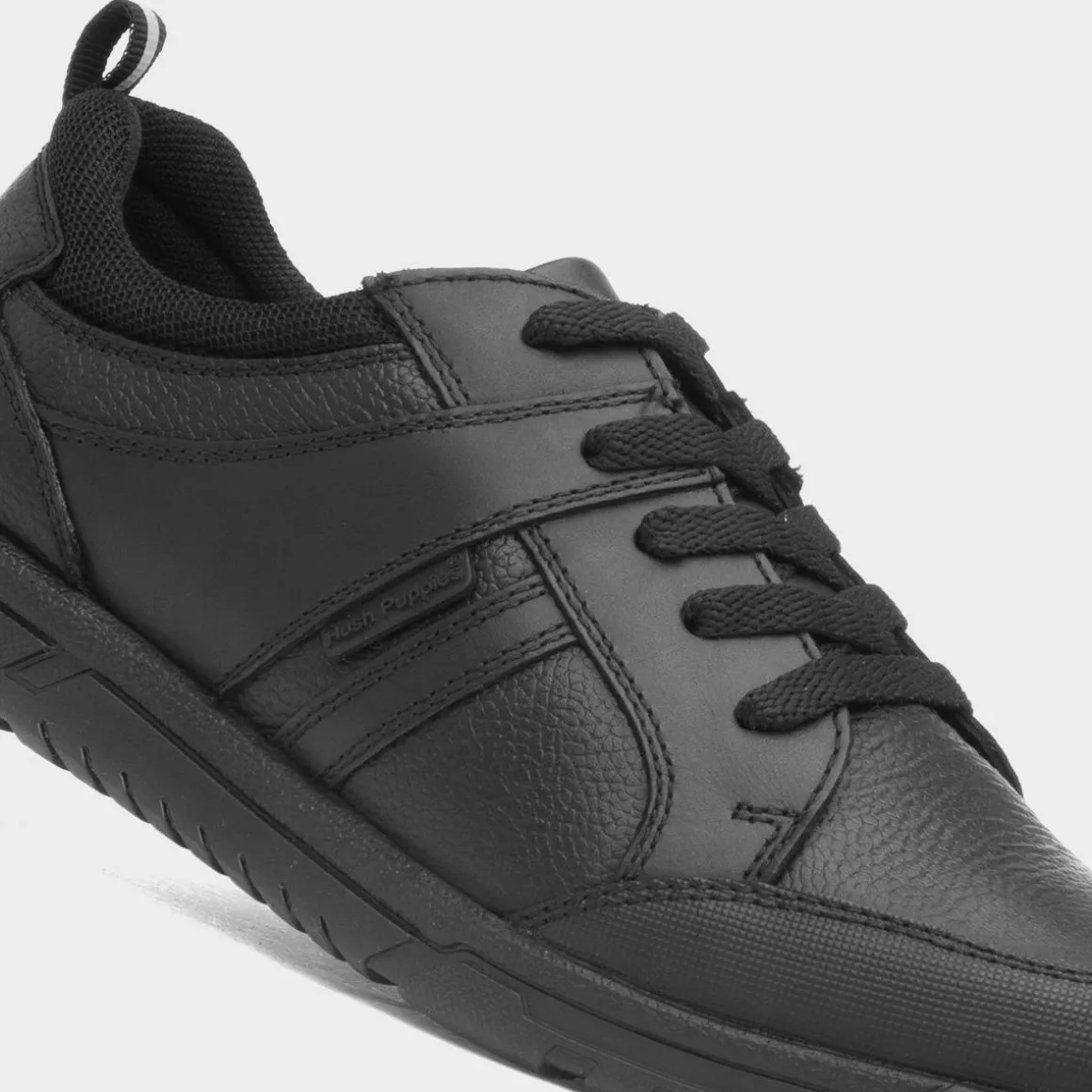 Hush Puppies Steven Snr Boys Black Shoe Sizes 3-6