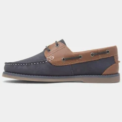 Hush Puppies Wilson Mens Navy Leather Boat Shoe