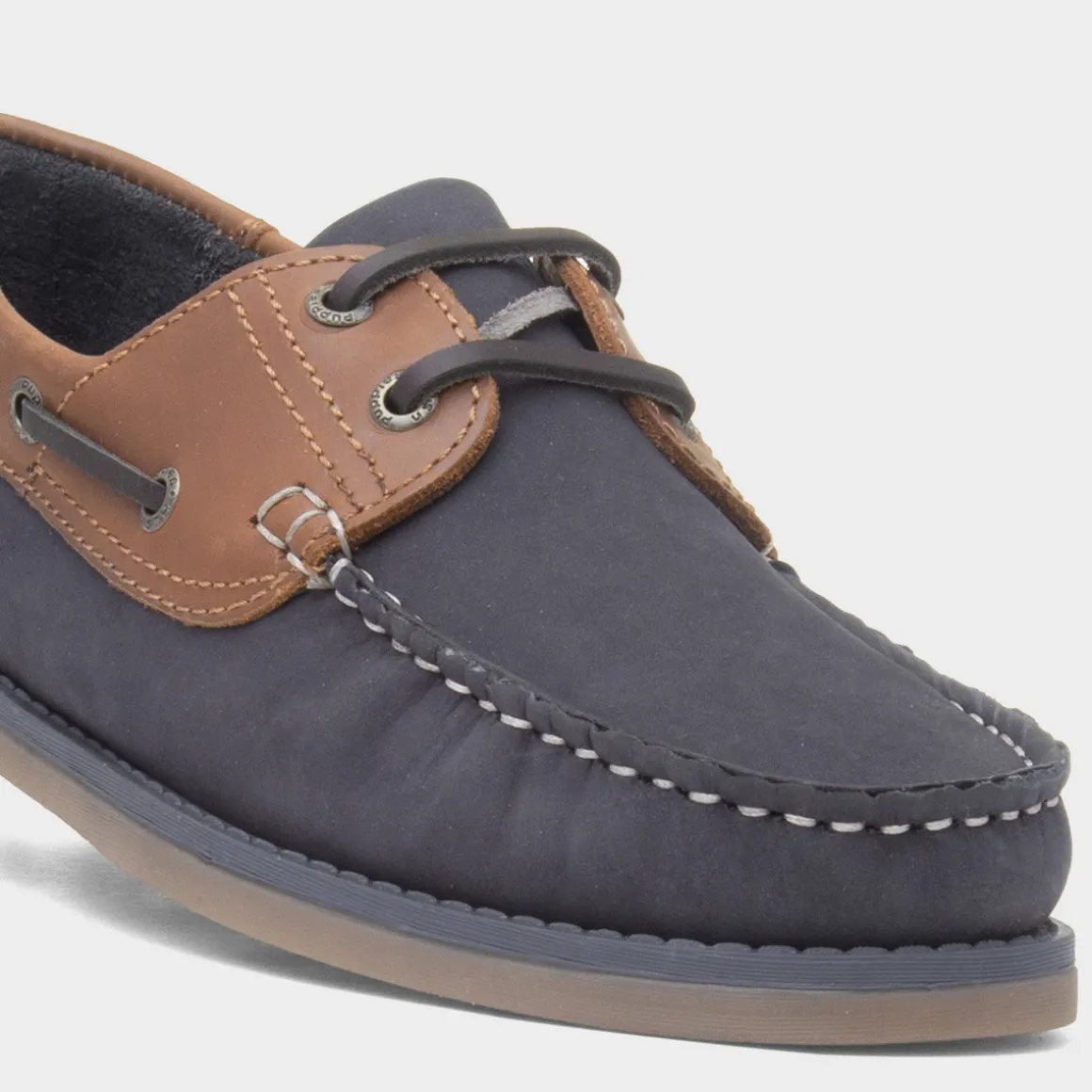 Hush Puppies Wilson Mens Navy Leather Boat Shoe
