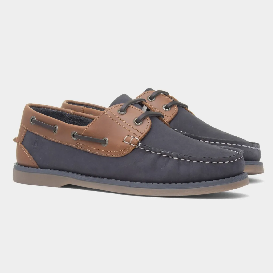 Hush Puppies Wilson Mens Navy Leather Boat Shoe