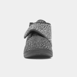 Jo & Joe Bob Mens Black Easy Fasten Bootie Slipper