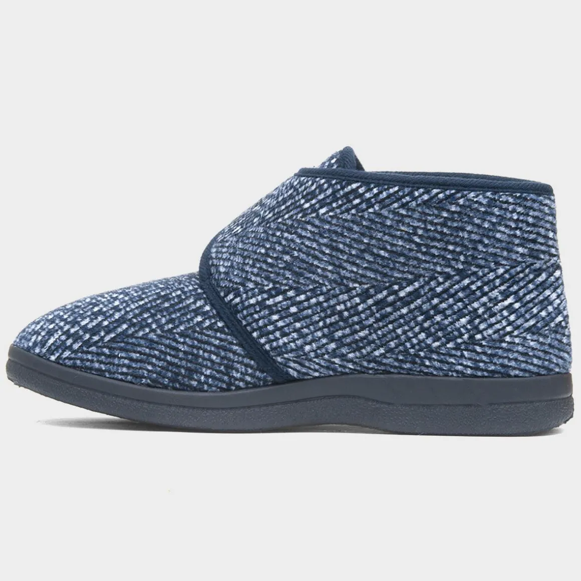 Jo & Joe Bob Mens Navy Easy Fasten Bootie Slipper