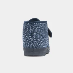 Jo & Joe Bob Mens Navy Easy Fasten Bootie Slipper