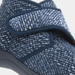 Jo & Joe Bob Mens Navy Easy Fasten Bootie Slipper
