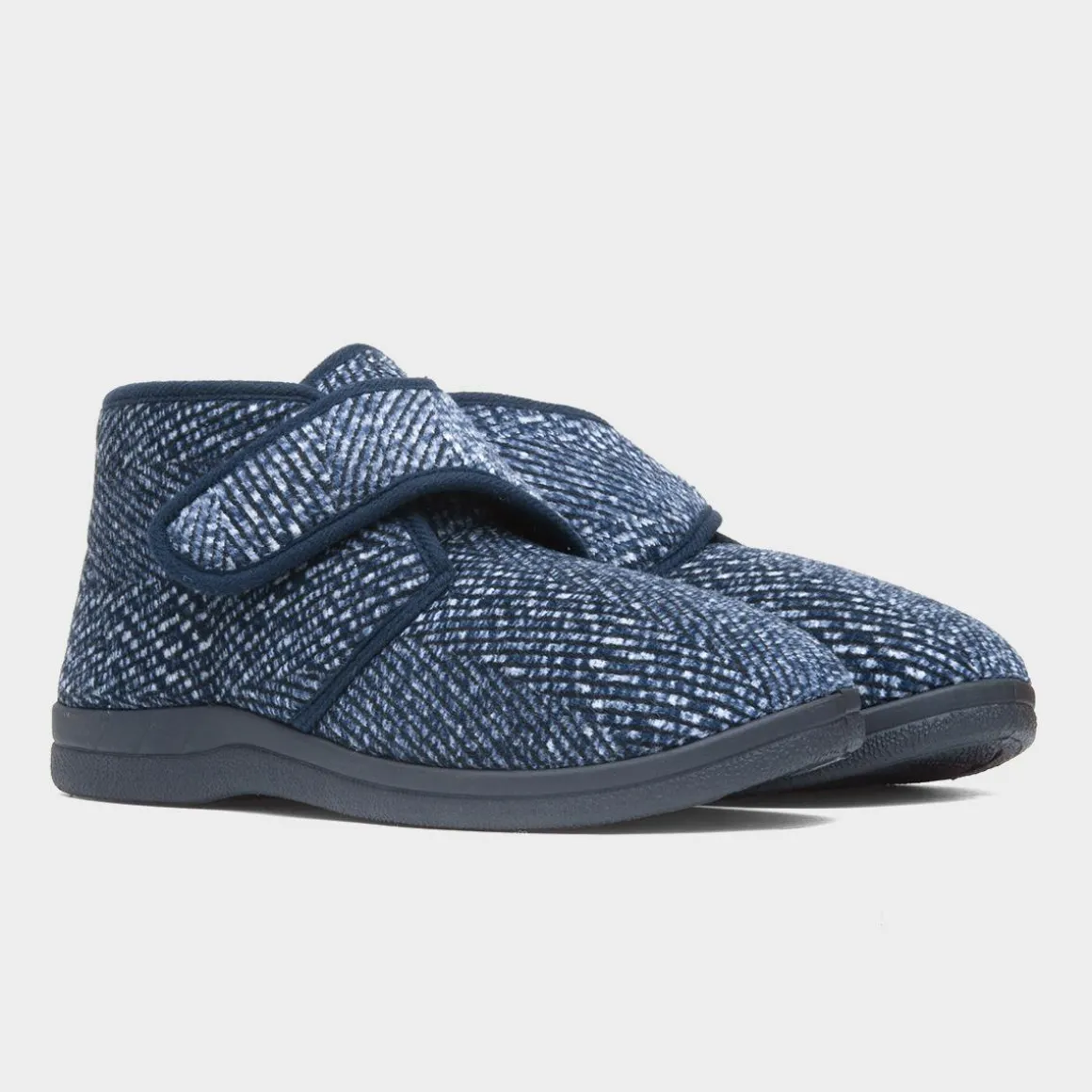 Jo & Joe Bob Mens Navy Easy Fasten Bootie Slipper