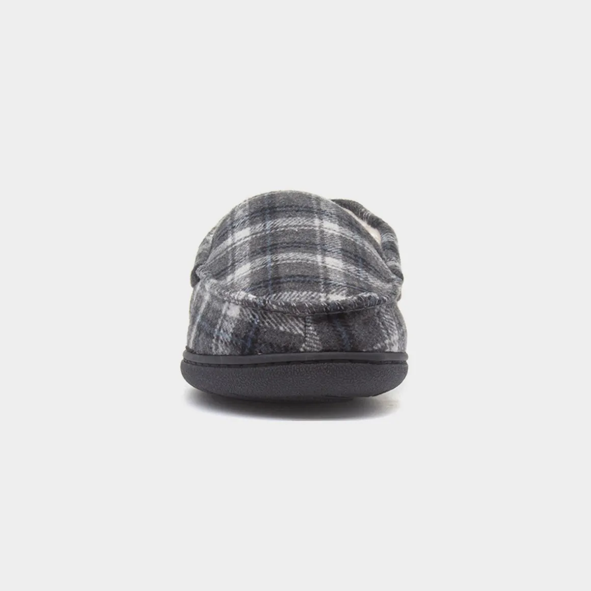 Jo & Joe Elswick Mens Grey Tartan Moccasin Slipper