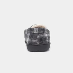 Jo & Joe Elswick Mens Grey Tartan Moccasin Slipper
