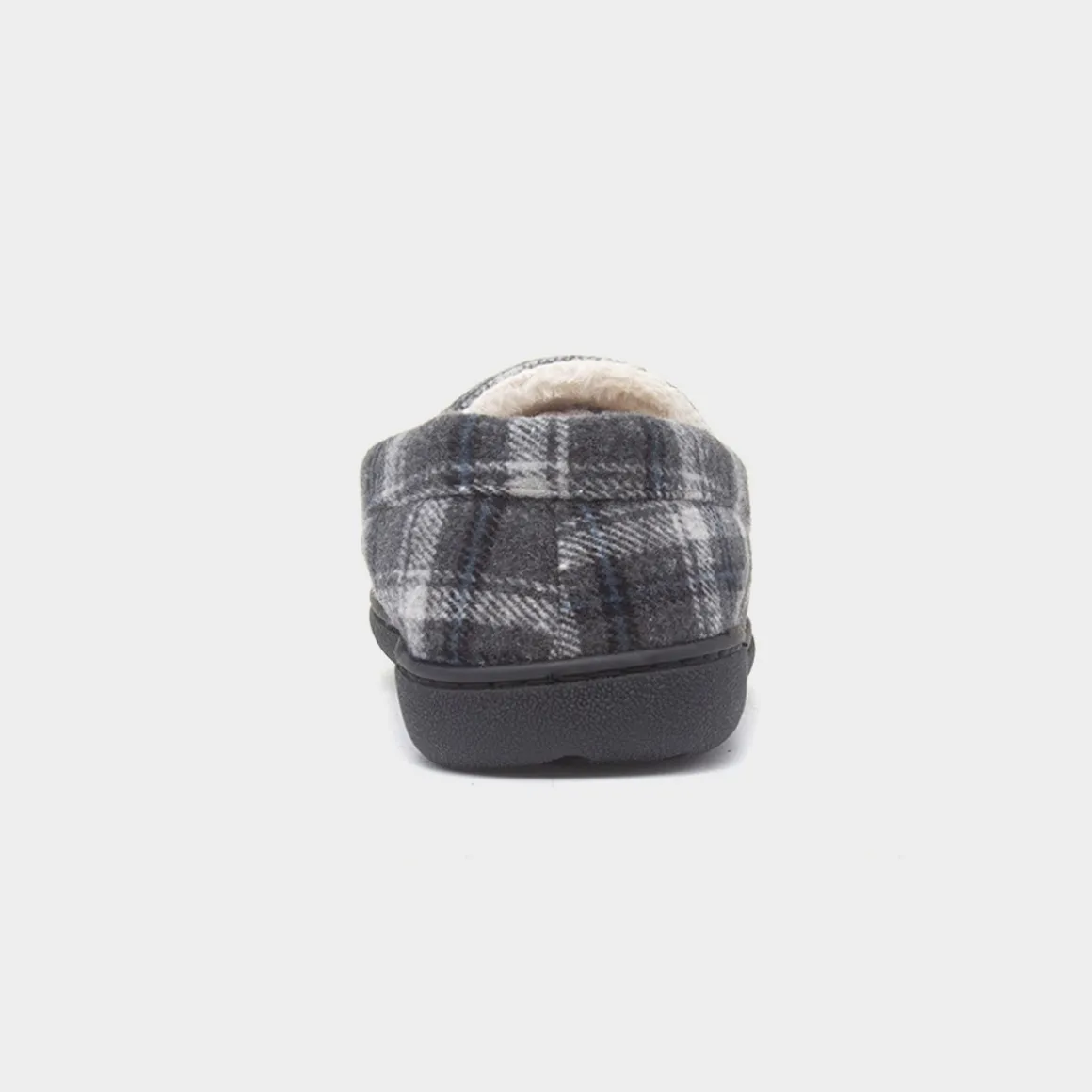 Jo & Joe Elswick Mens Grey Tartan Moccasin Slipper
