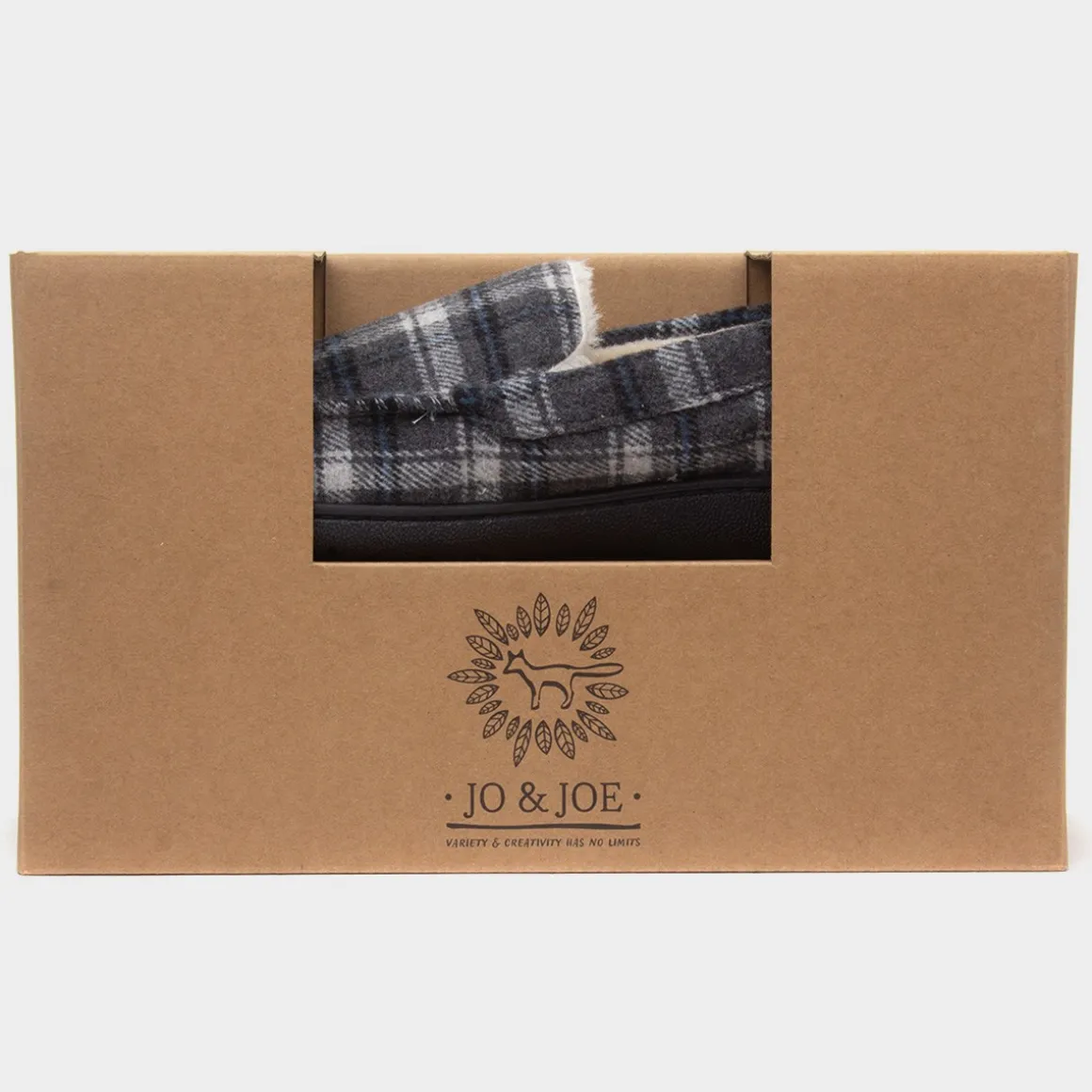 Jo & Joe Elswick Mens Grey Tartan Moccasin Slipper