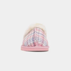 Jo & Joe Thyme Pink Womens Tartan Mule Slipper