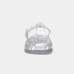 JuJu Reilly Womens Silver Glitter Jelly Sandal
