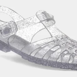 JuJu Reilly Womens Silver Glitter Jelly Sandal