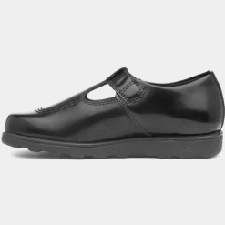 Kickers Fragma Girls Black Leather School Shoes