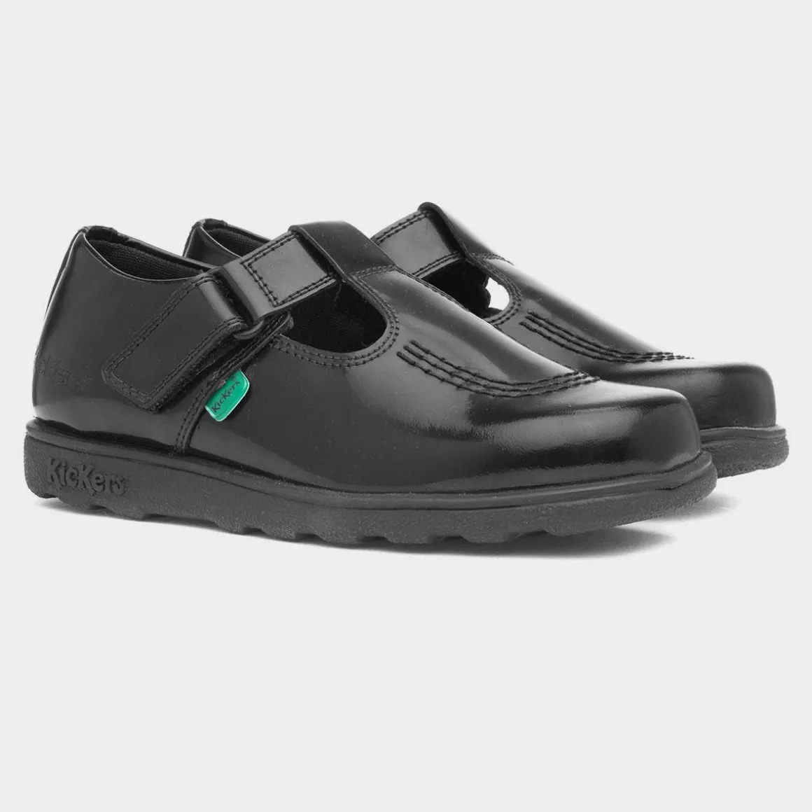 Kickers Fragma Girls Black Leather School Shoes