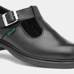Kickers Lach Girls Black Leather T-Bar Shoe