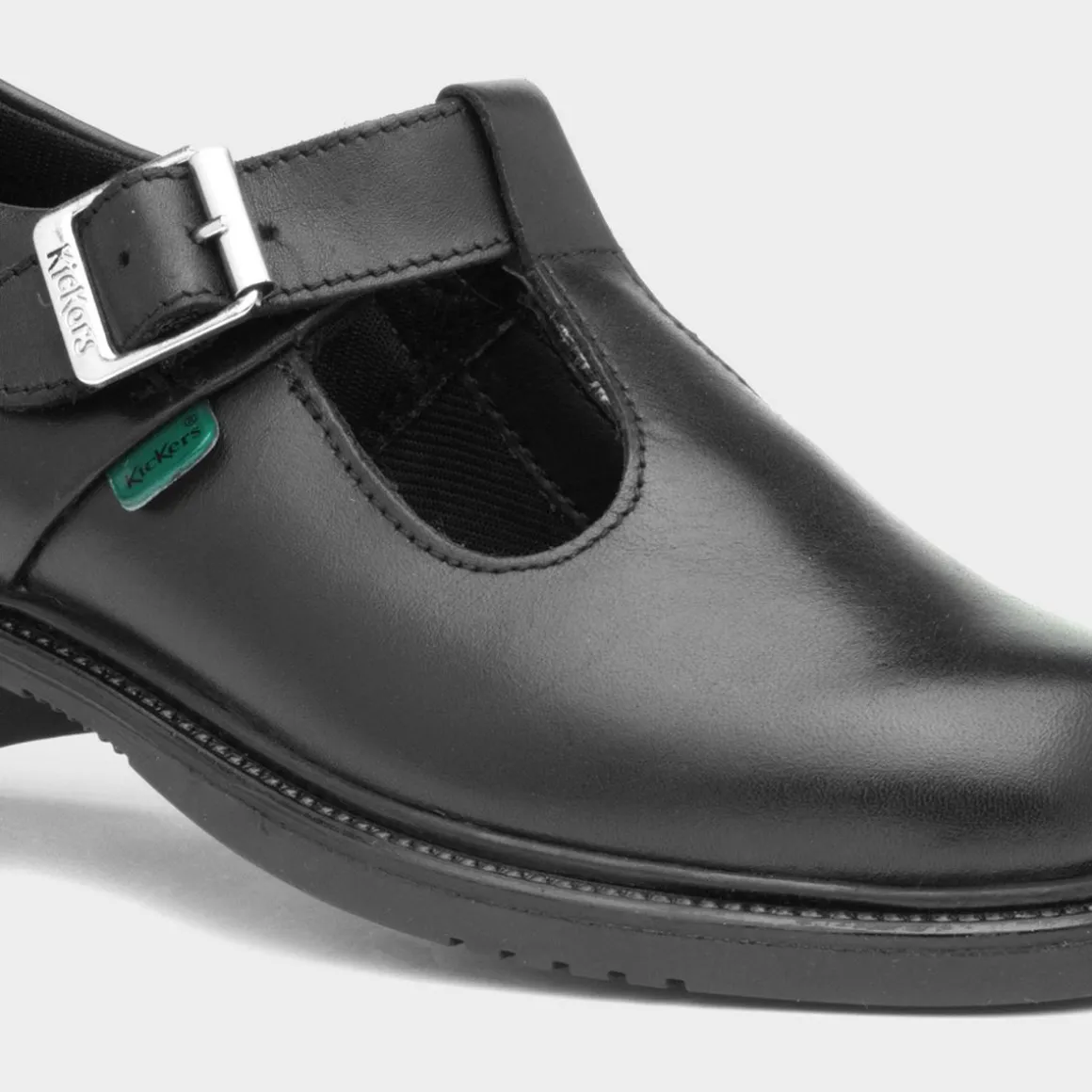 Kickers Lach Girls Black Leather T-Bar Shoe