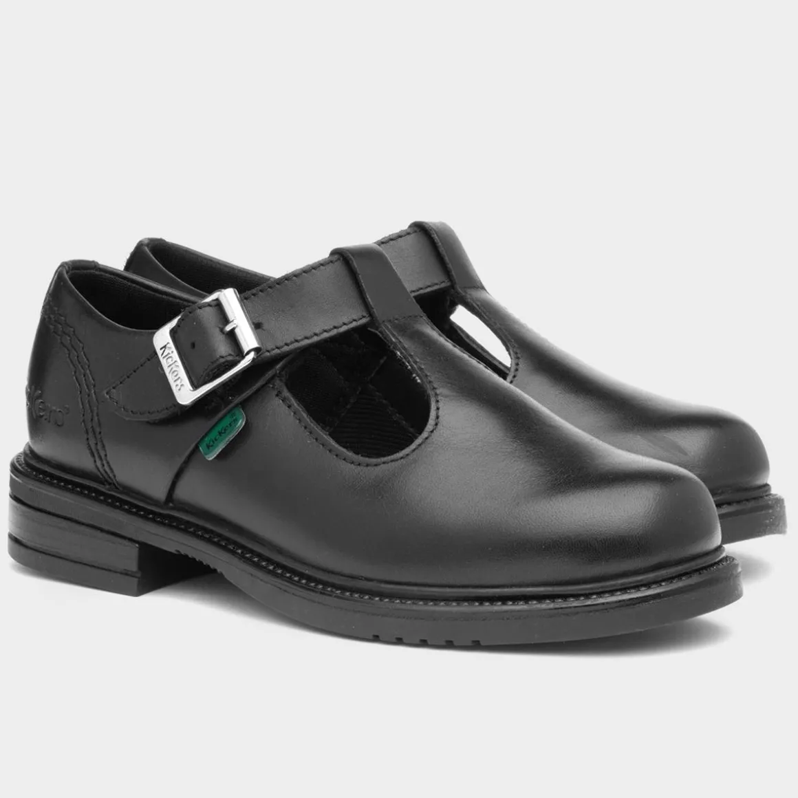 Kickers Lach Girls Black Leather T-Bar Shoe