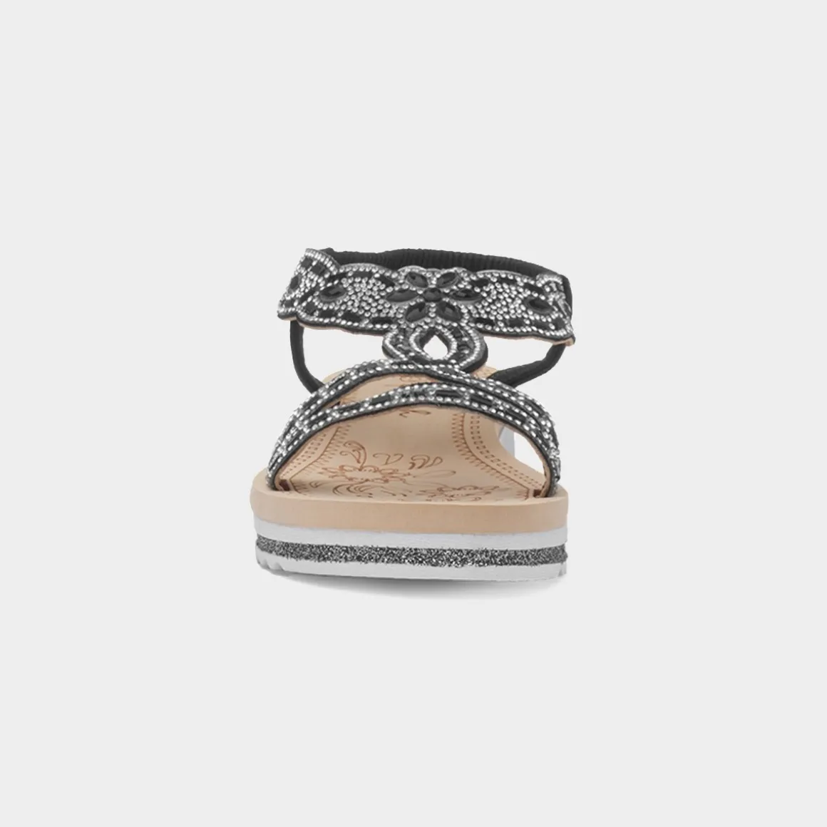 Krush Ana Womens Black Diamante Sandal