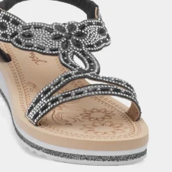Krush Ana Womens Black Diamante Sandal