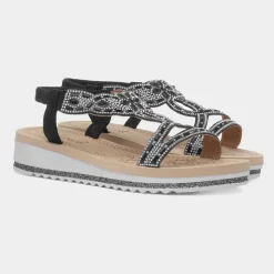 Krush Ana Womens Black Diamante Sandal