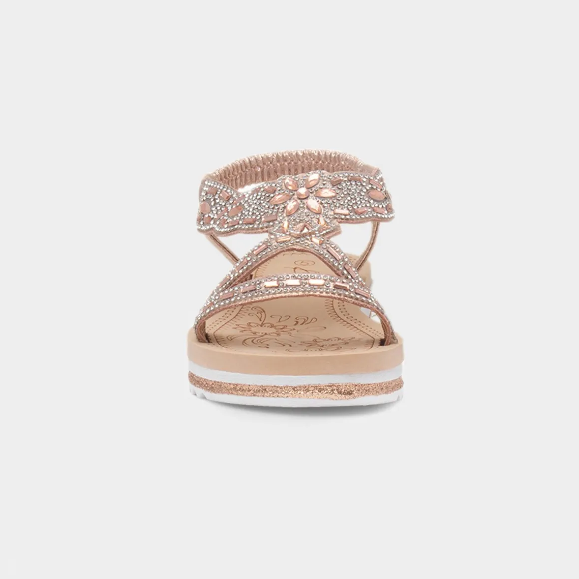 Krush Ana Womens Rose Gold Diamante Sandal