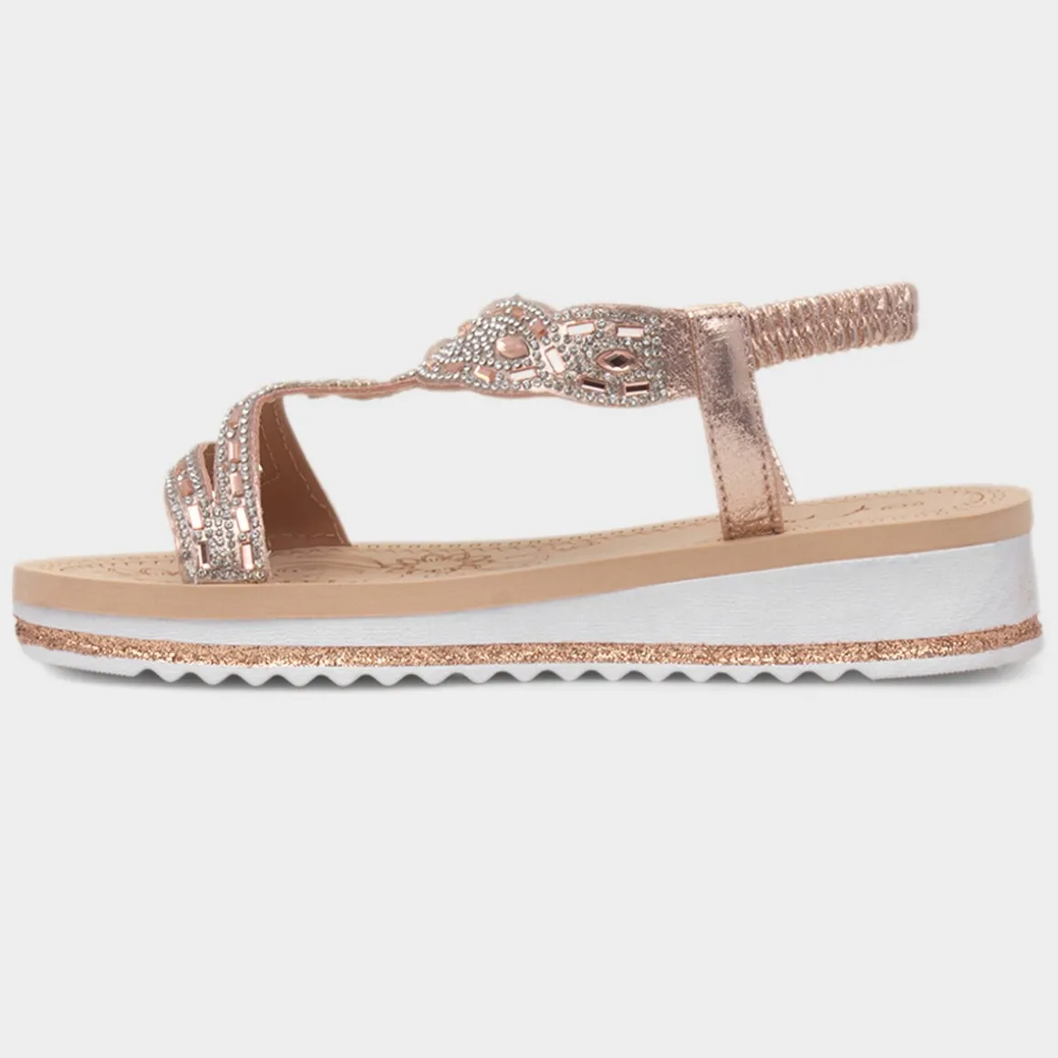 Krush Ana Womens Rose Gold Diamante Sandal