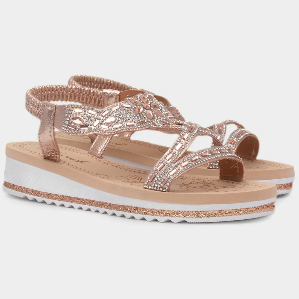 Krush Ana Womens Rose Gold Diamante Sandal