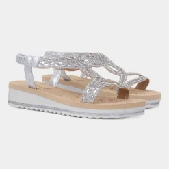 Krush Ana Womens Silver Diamante Sandal