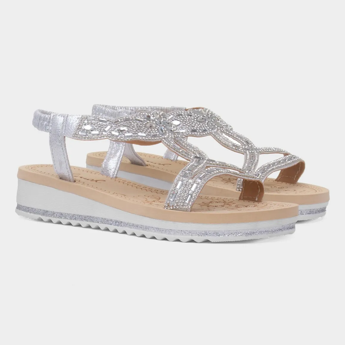 Krush Ana Womens Silver Diamante Sandal