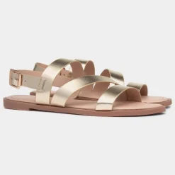 Krush Blaire Womens Gold Strappy Sandal