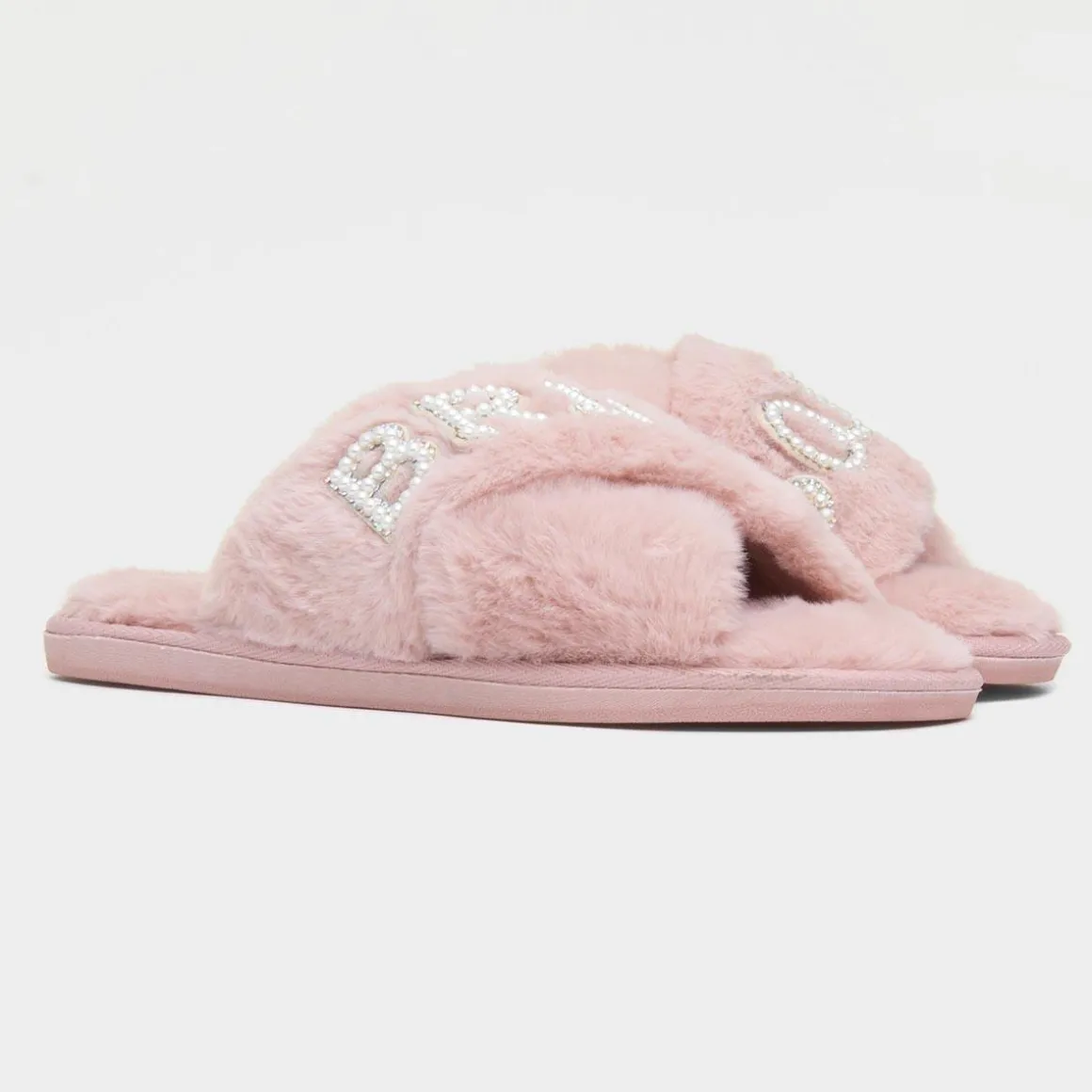 Krush Bride Squad Womens Pink Fluffy Slipper