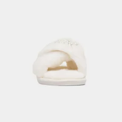 Krush Bride Womens Cream Fluffy Slipper