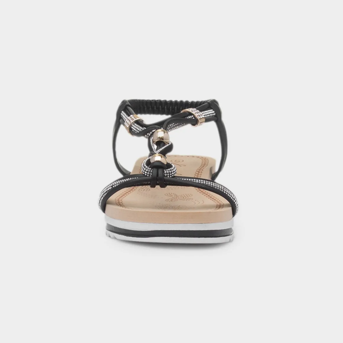 Krush Ciara Womens Black Wedge Diamante Sandal