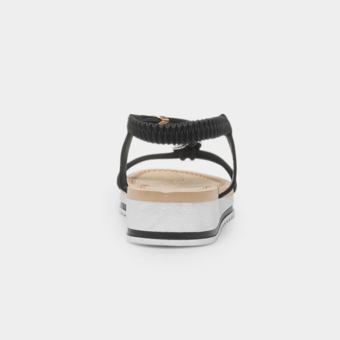 Krush Ciara Womens Black Wedge Diamante Sandal