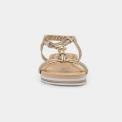 Krush Ciara Womens Gold Wedge Diamante Sandal