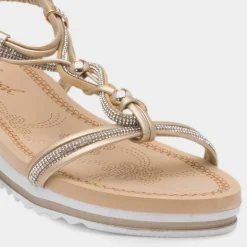 Krush Ciara Womens Gold Wedge Diamante Sandal