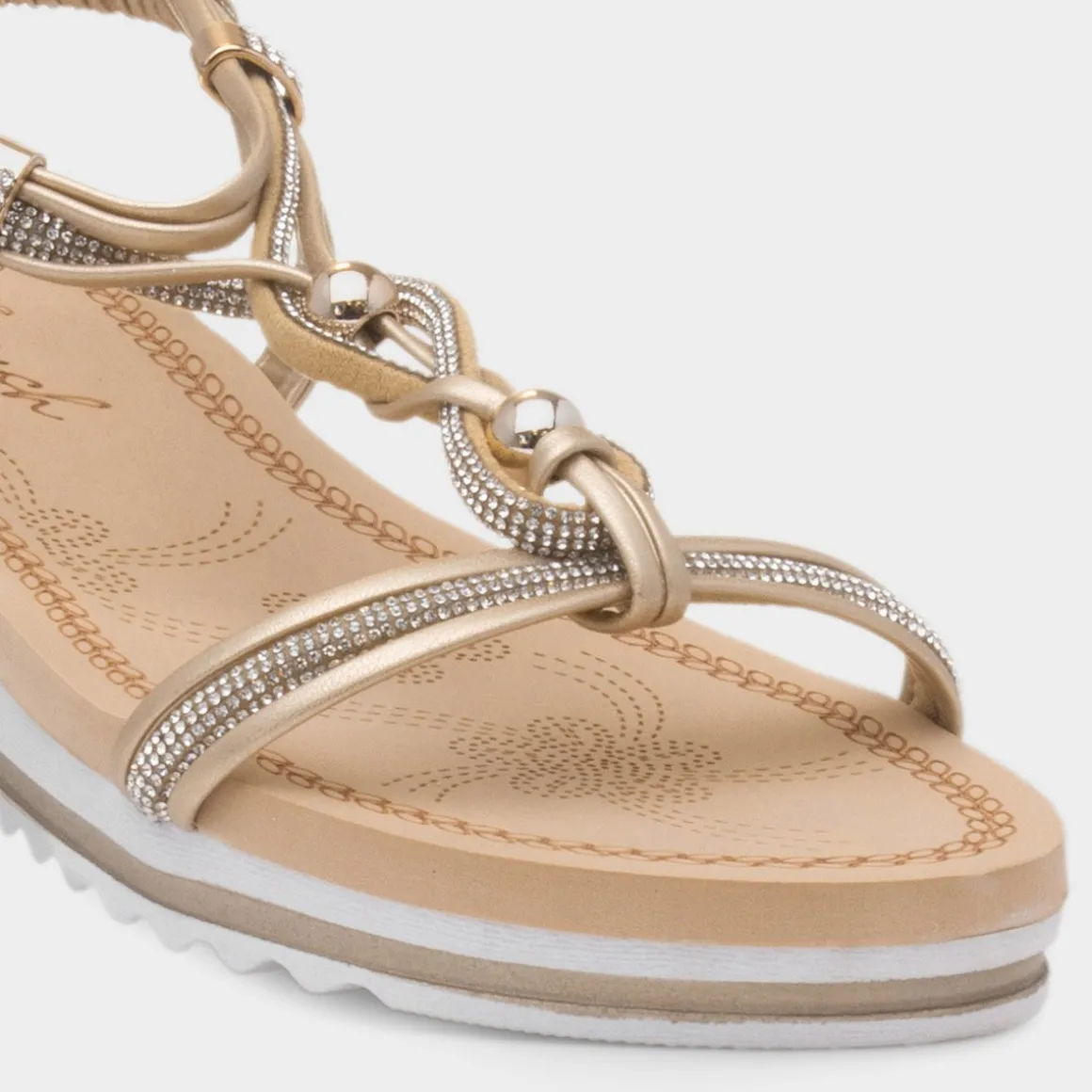 Krush Ciara Womens Gold Wedge Diamante Sandal
